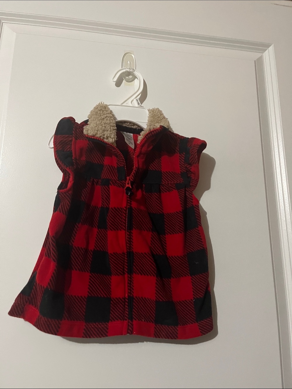 Carter's Red & Black Buffalo Plaid Sherpa-Lined Girls Vest